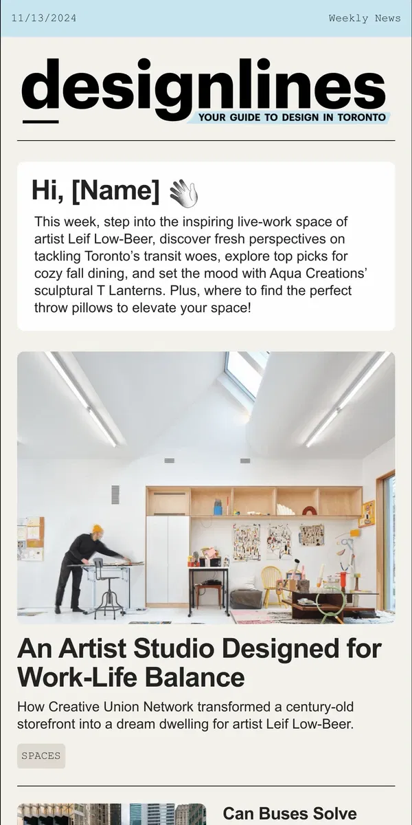 Email from Designlines. Inside a Local Artist’s Creative Sanctuary