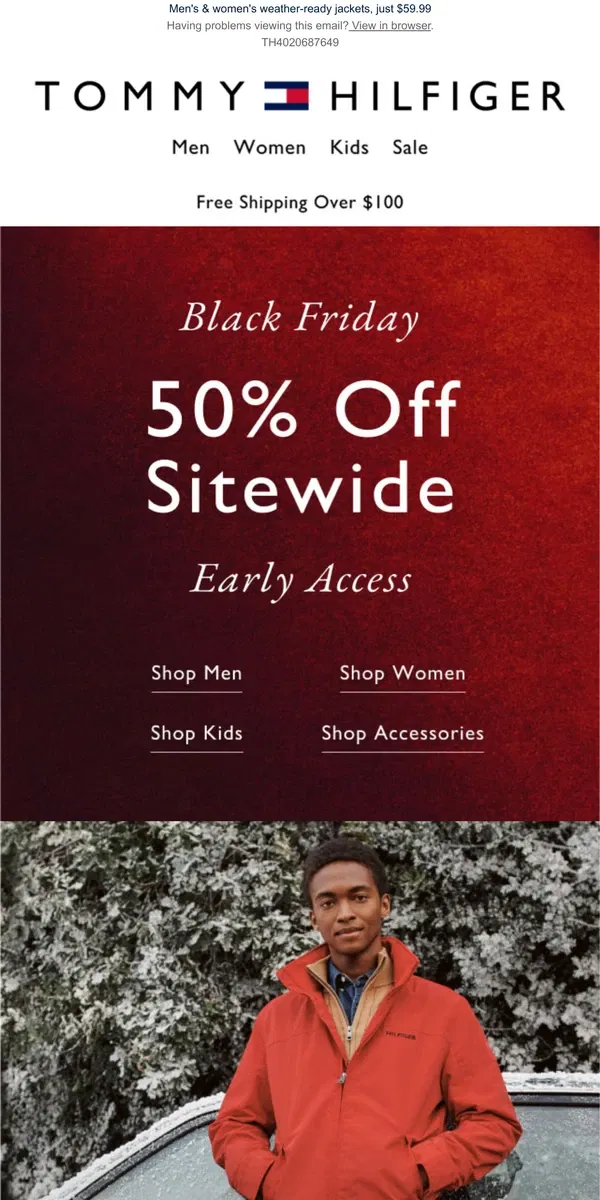 Email from Tommy Hilfiger. 50% Off Sitewide + Limited time pre-Black Friday deals!