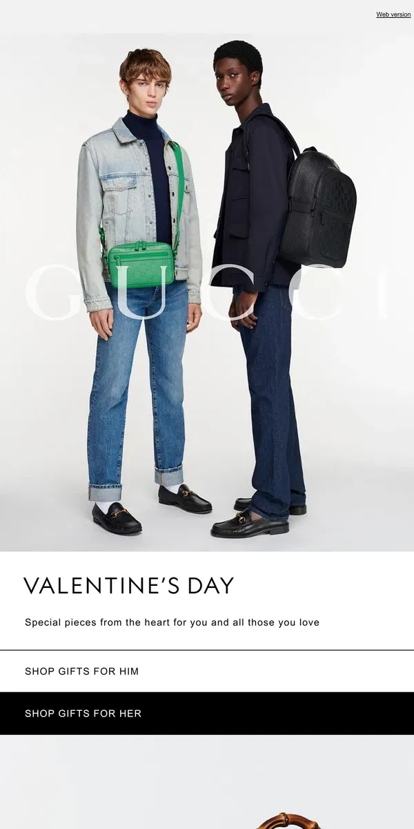 Email from GUCCI. From the Heart: Valentine’s Day Gifts