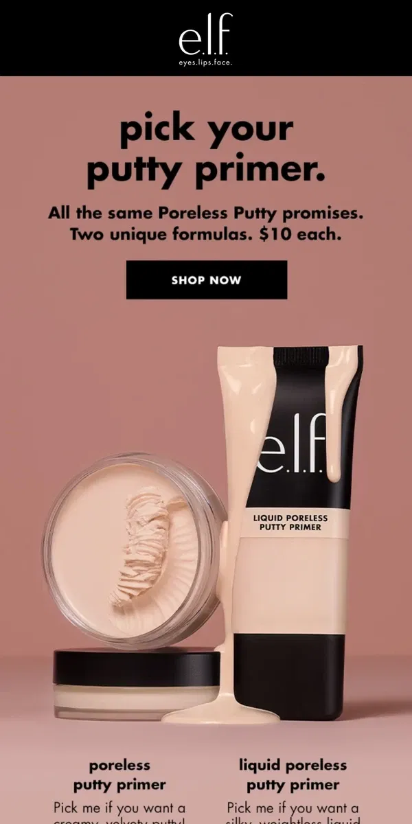 Email from e.l.f.. Which putty primer will you pick? 🫶