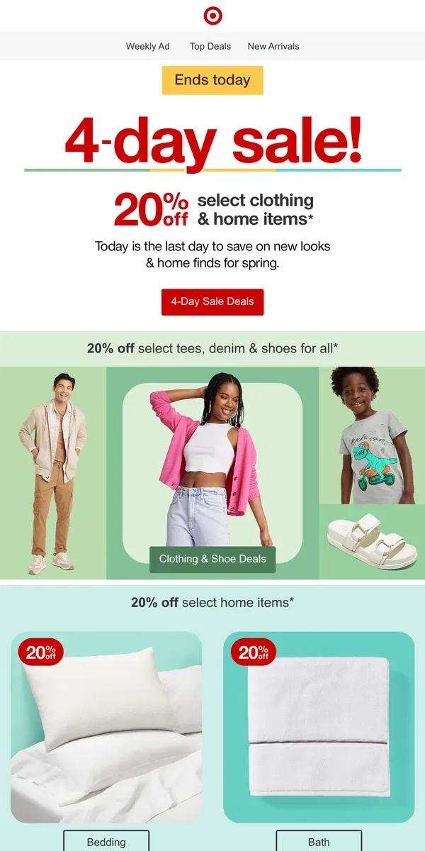 Email from Target. It's the last day to save during Target's 4-Day Sale.