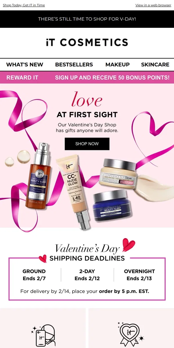 Email from IT Cosmetics. ❤️ Love is in the Air 💋