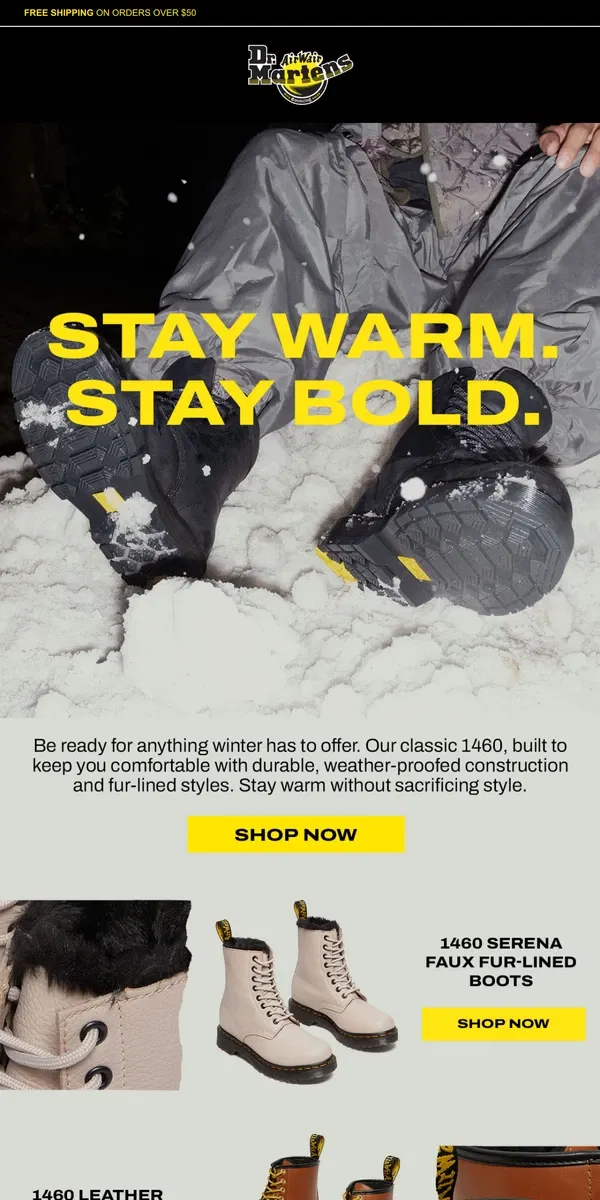 Email from Dr. Martens. Winter-Ready 1460s