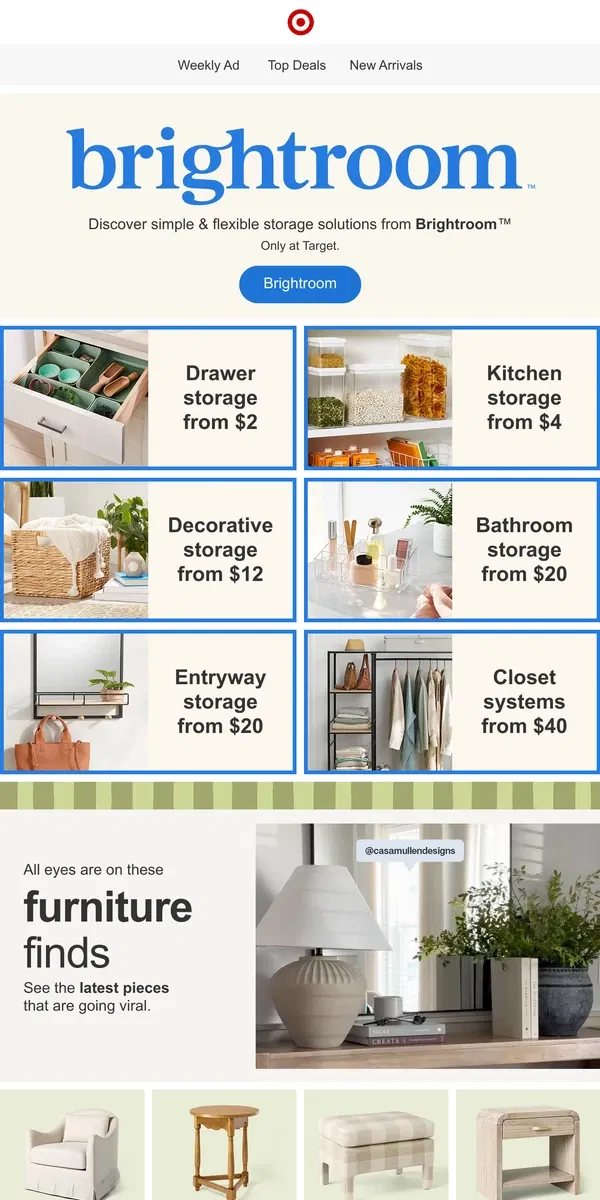 Email from Target. Priced-right storage solutions 🧺