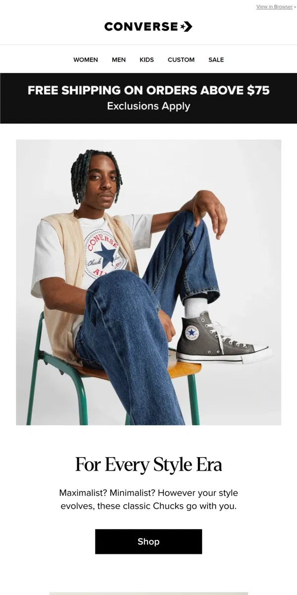 Email from Converse. Whatever your vibe 🙌 wear Chucks