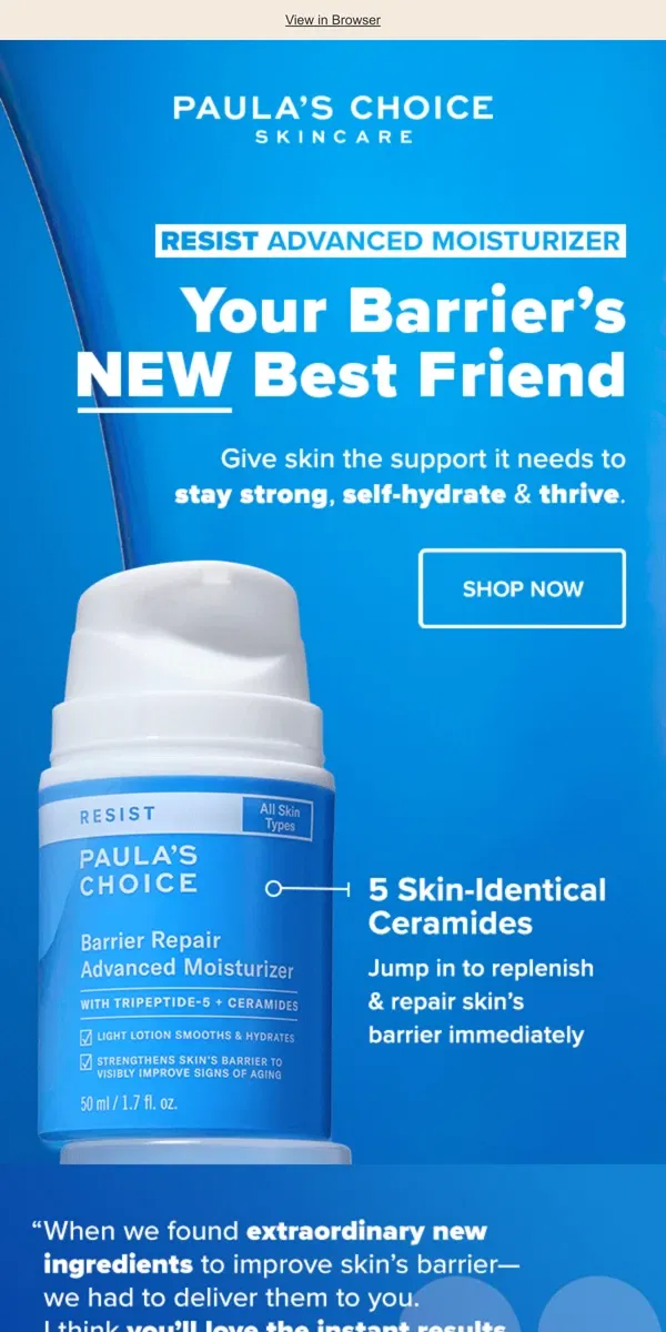 Email from Paula's Choice. NEW! Your Barrier’s NEW Best Friend