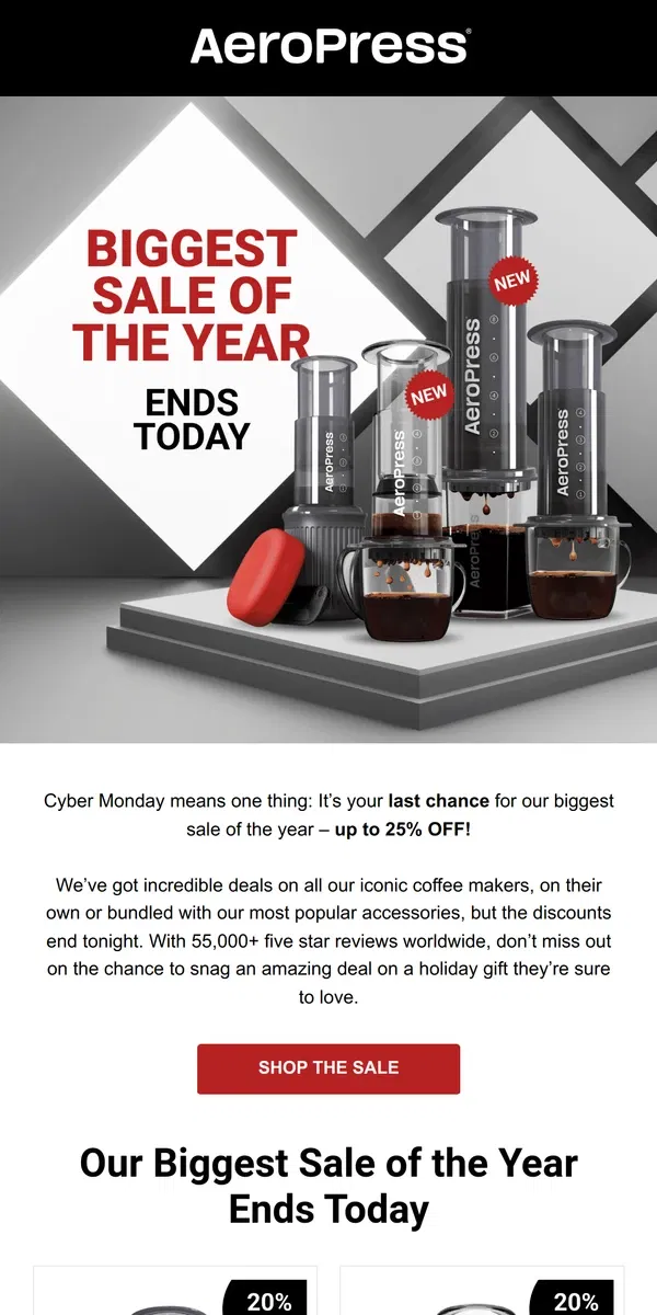 Email from AeroPress. Up to 25% OFF the Perfect Gift? 🎁