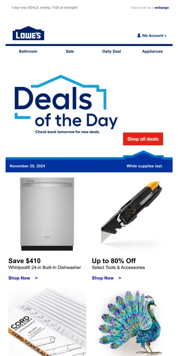 Email from Lowe's. Scrolling by? You’re missing out on deals.