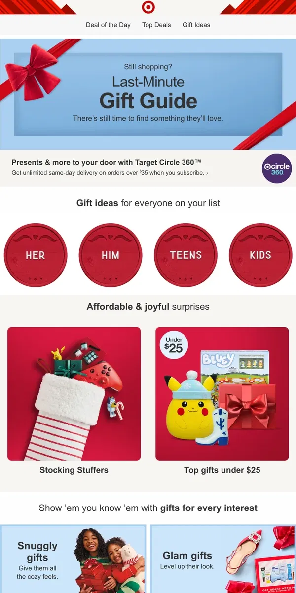 Email from Target. Last-minute gift needs? Say no more 🎁 ✅