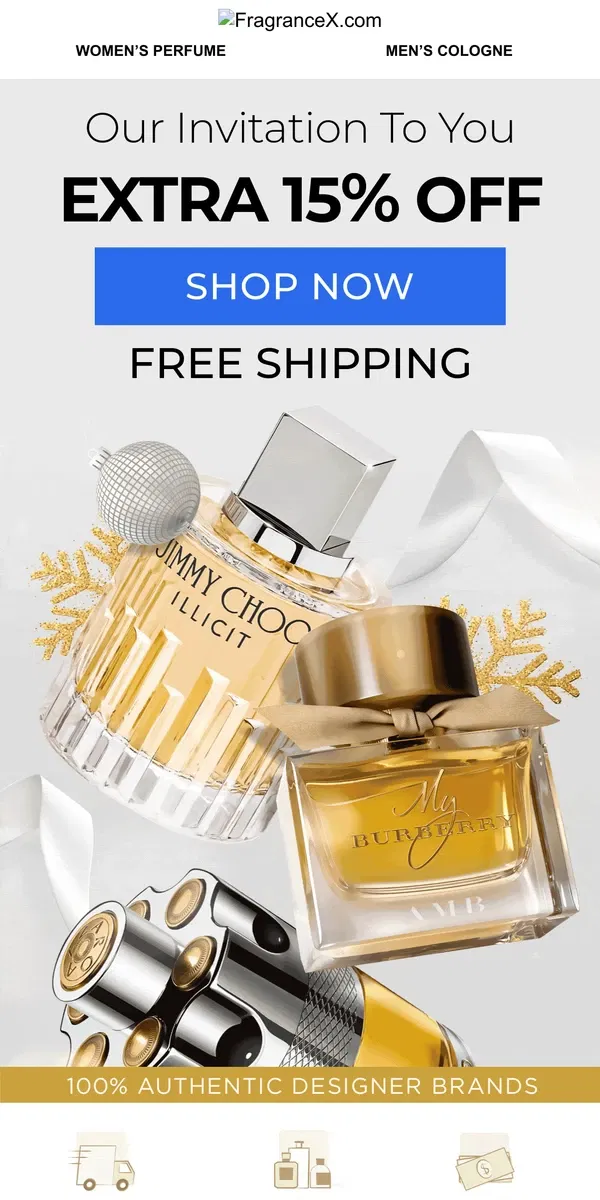 Email from FragranceX. 🎁  You're invited to our New Year's Clearance