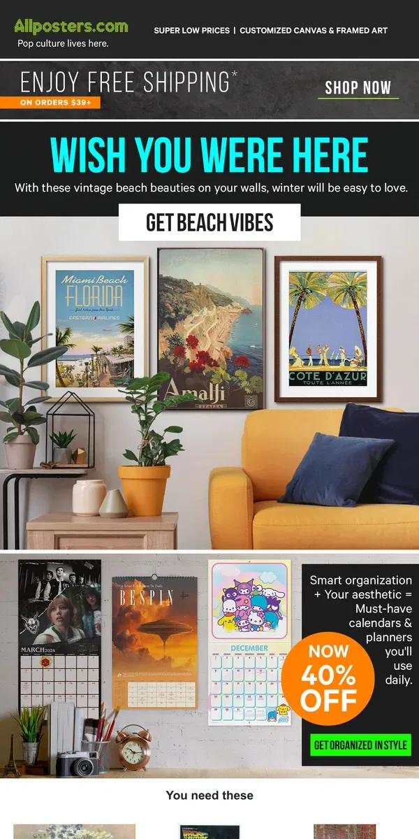 Email from AllPosters. Bring home a vintage beach vacay