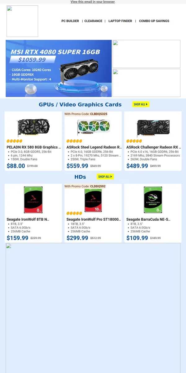 Email from Newegg. $949.99 ABS Gaming PC! $108.99 2TB NVMe SSD!