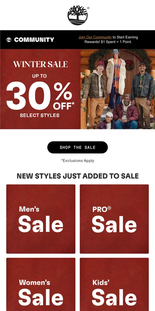 Email from Timberland. NEW Styles Just Added To Winter Sale!