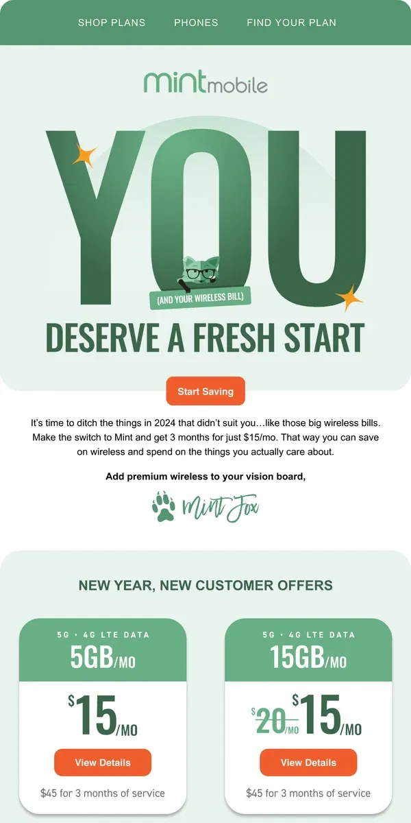 Email from Mint Mobile. Make wireless savings your resolution