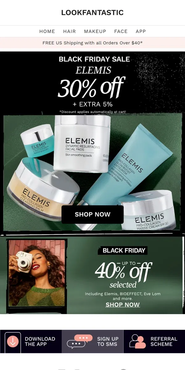 Email from LOOKFANTASTIC. ELEMIS: 30% Off ⚡