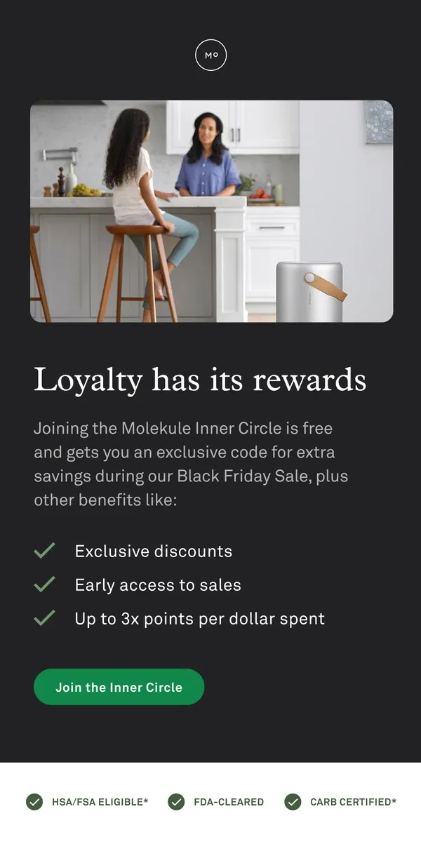 Email from Molekule. 🖤 Be part of the Inner Circle