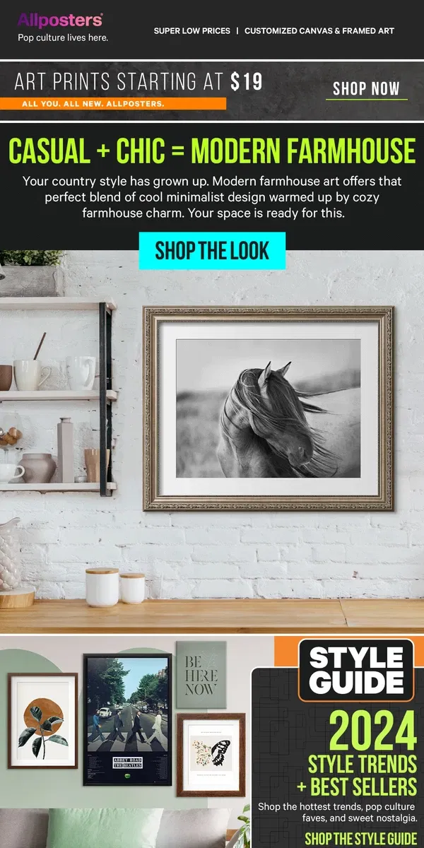 Email from AllPosters. Meet modern farmhouse art