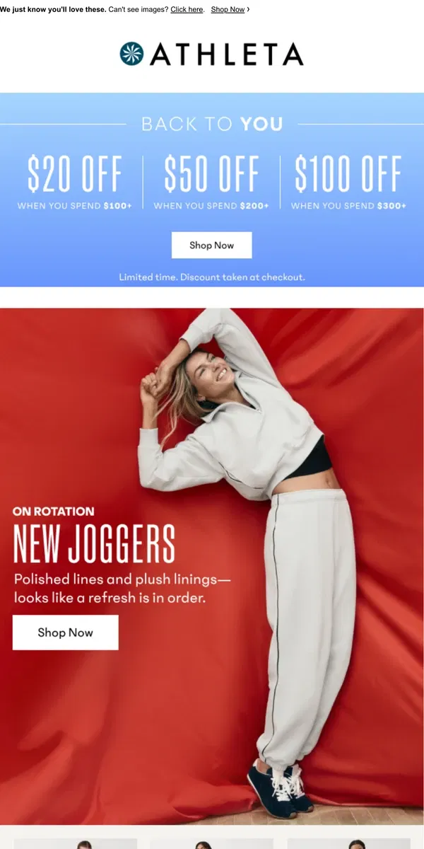 Email from Athleta. The wait is over—new joggers are in