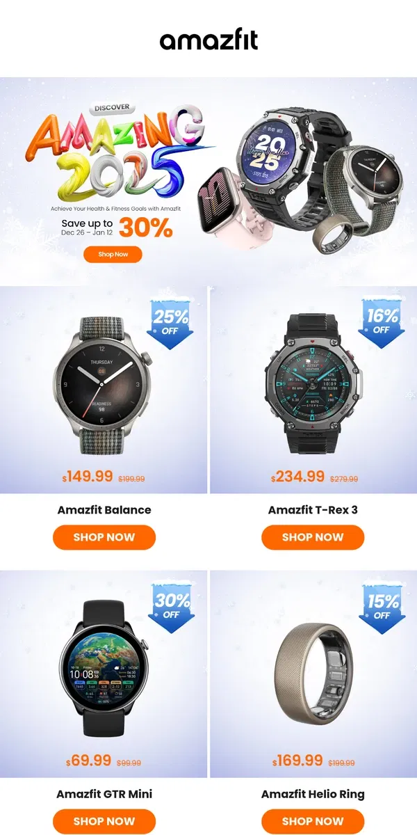 Email from Amazfit. Save Up to 30% to Kickstart Your Health & Fitness Goals with Amazfit!