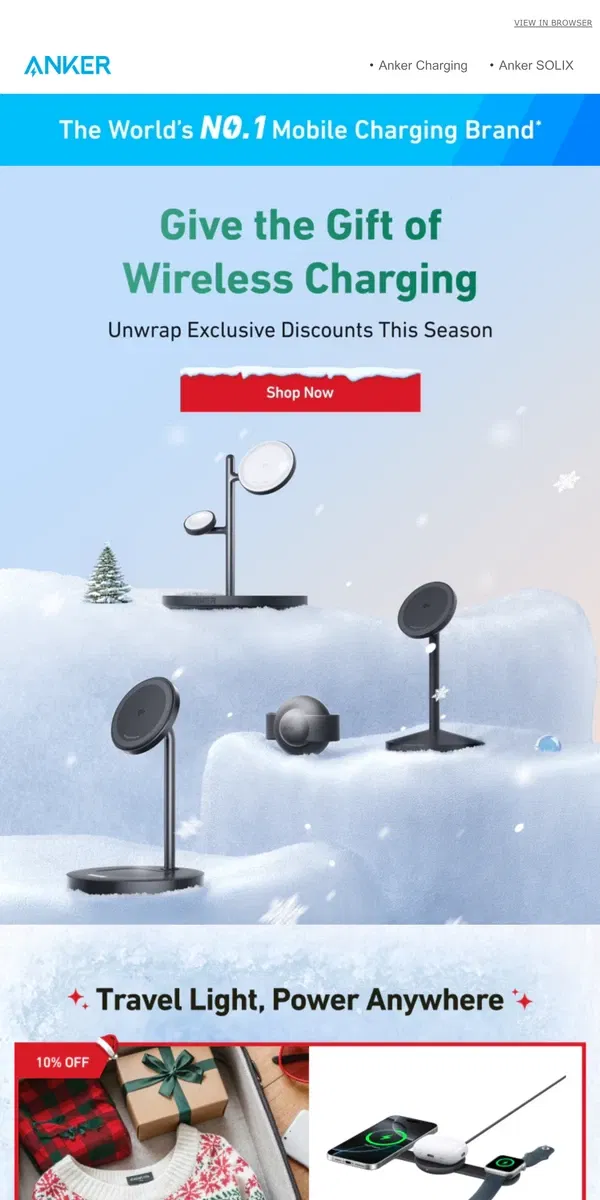 Email from Anker. 🎄 Power Up Your Holidays with Anker Wireless Chargers