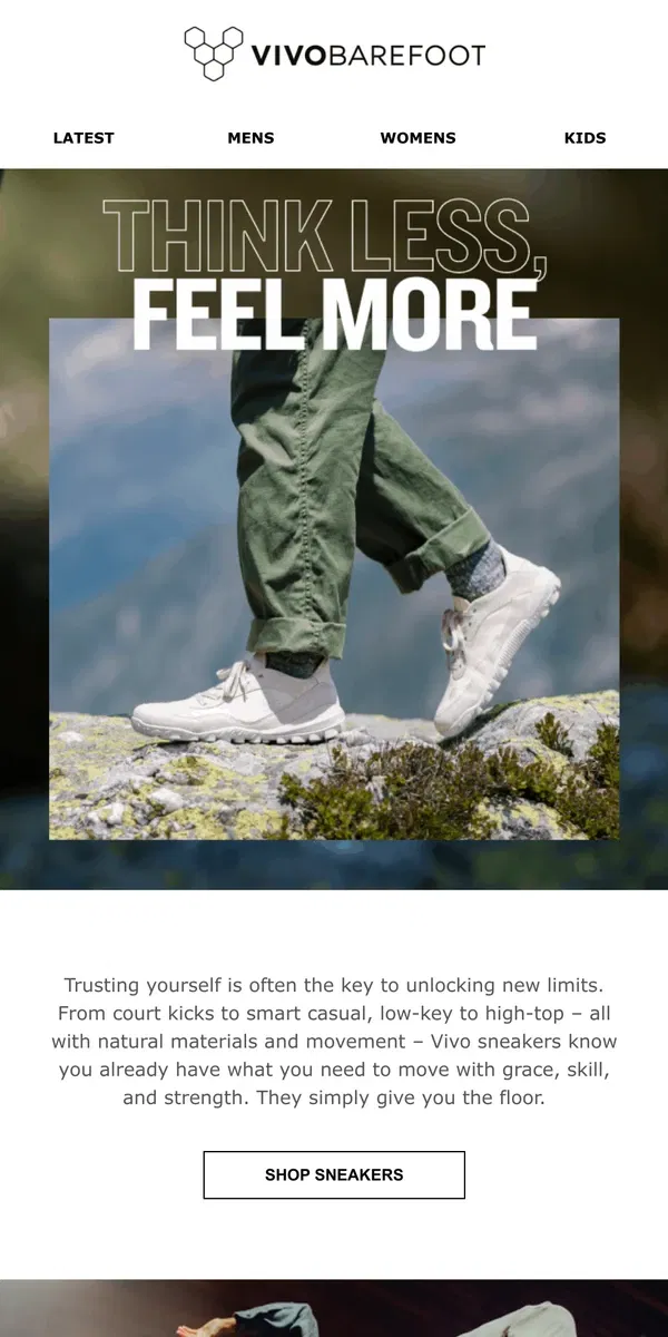 Email from Vivobarefoot. Vivo sneakers: find new limits