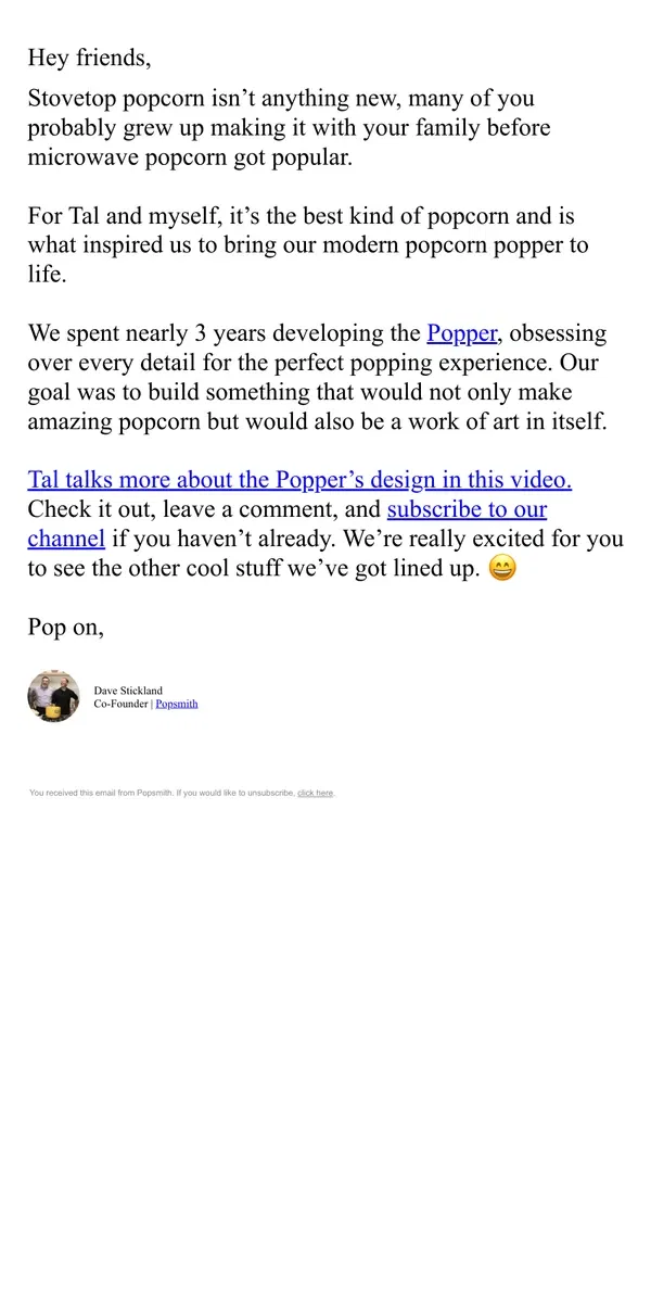 Email from Popsmith. The evolution of the Popsmith