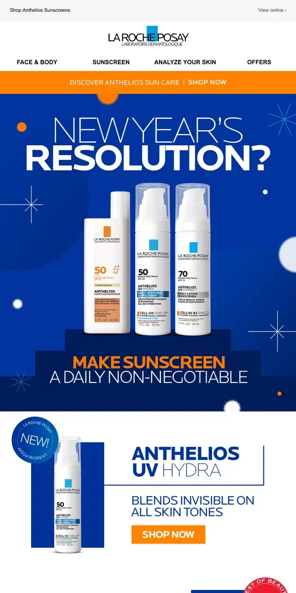 Email from La Roche-Posay. The Only New Years Resolution You Need.