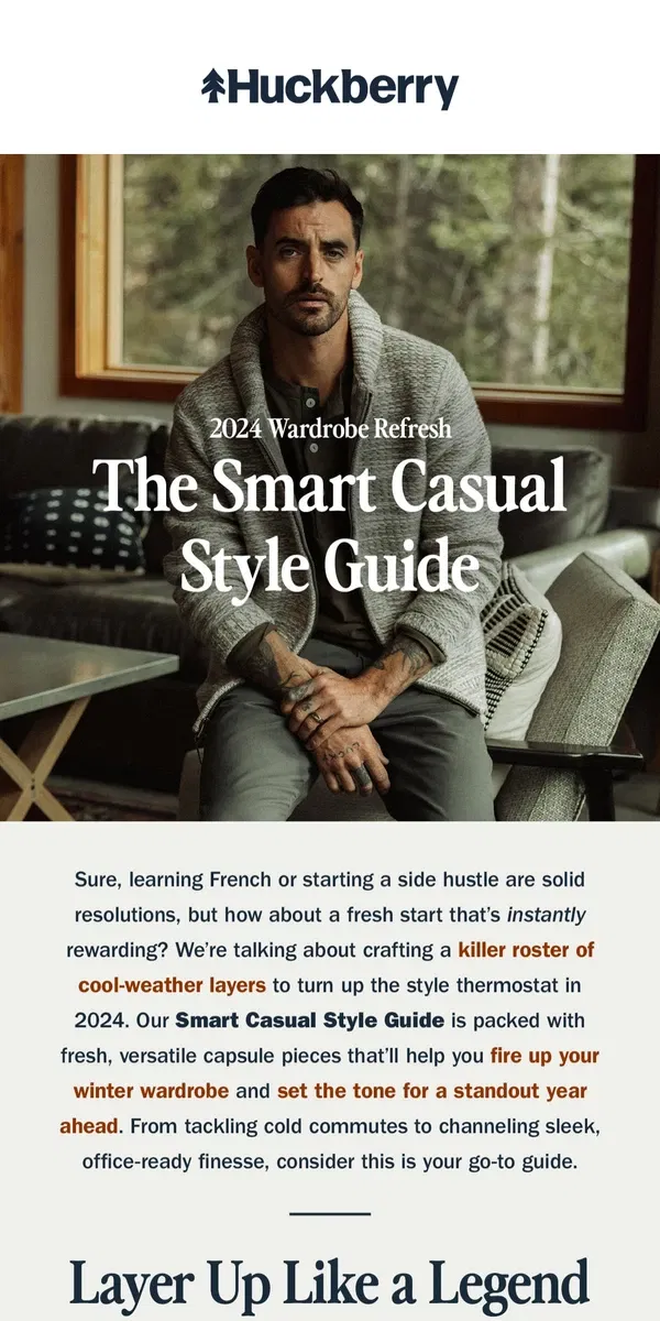 Email from Huckberry. Ambiguous Dress Codes? Cue Smart Casual.