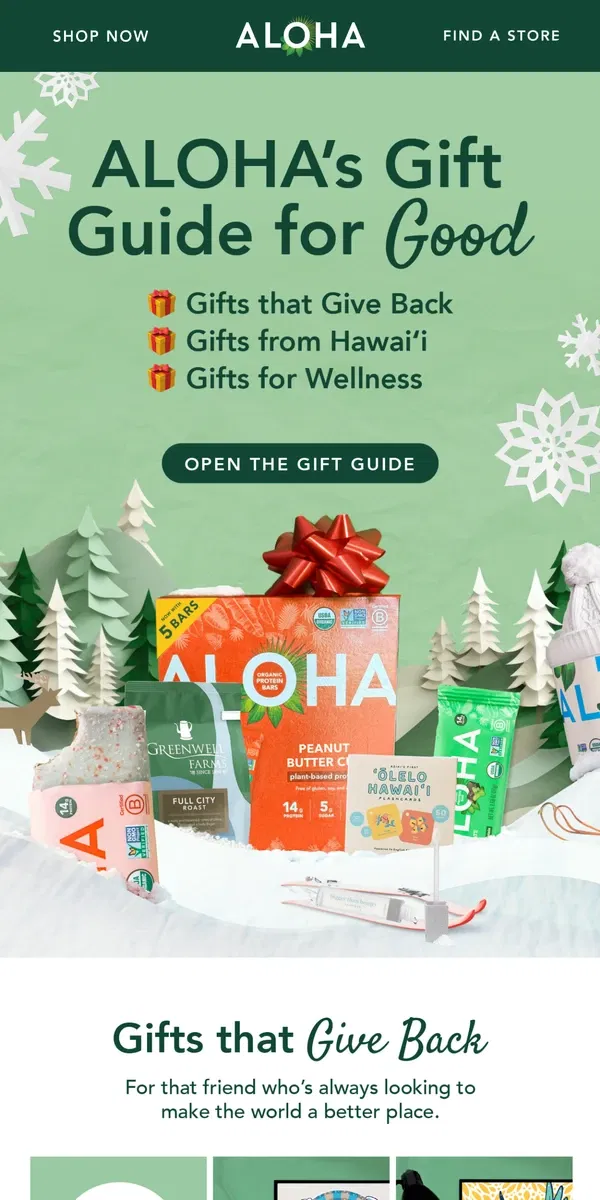 Email from ALOHA. ALOHA's Gift Guide For Good ✨