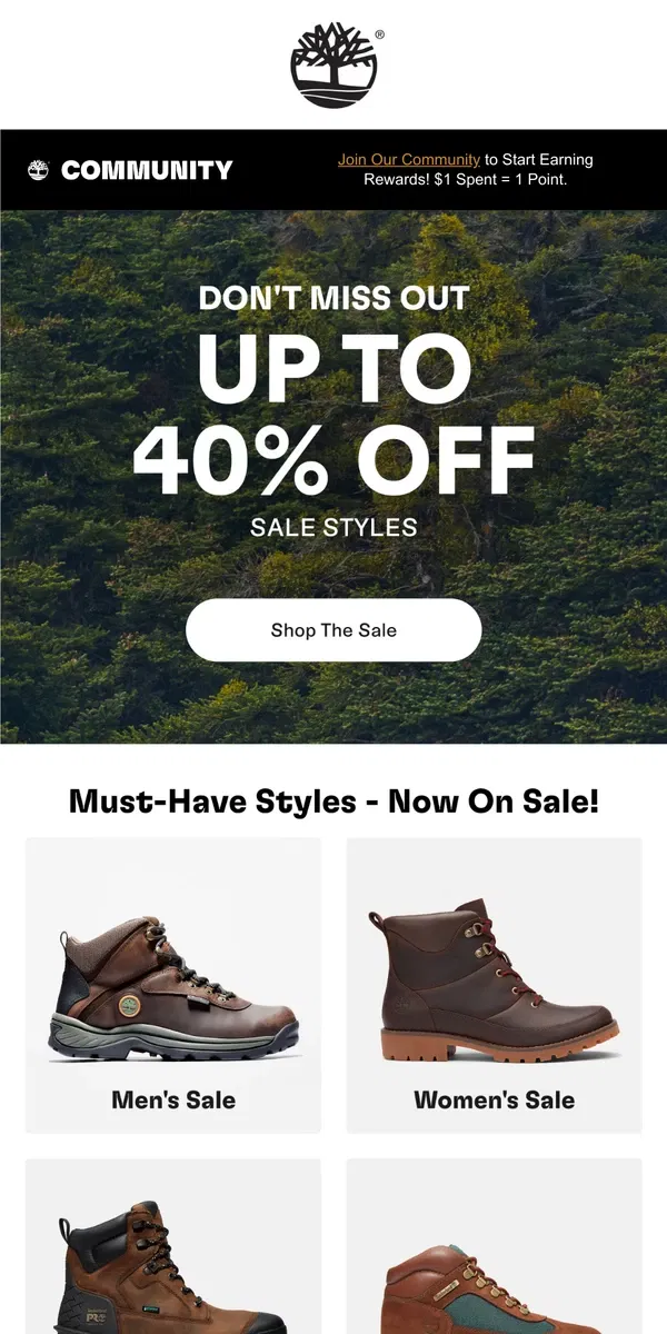 Email from Timberland. Get Up to 40% Off Sale Styles!