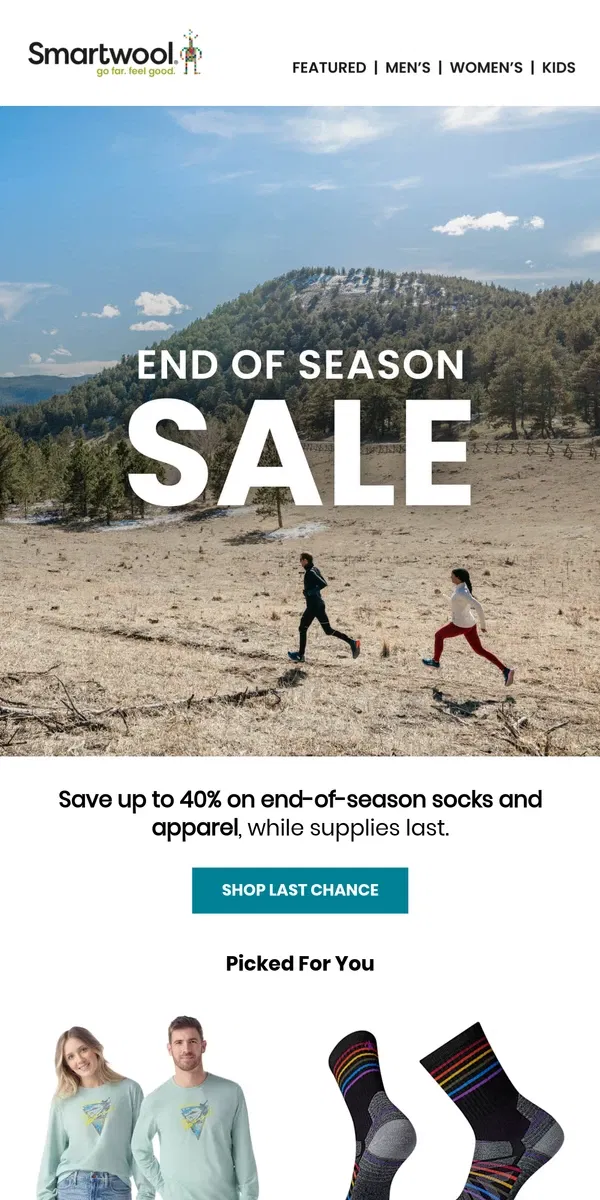 Email from Smartwool. Want 40% off end-of-season gear?