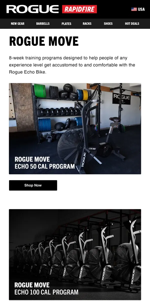 Email from Rogue Fitness. Just Launched: Iron Game Programming - Rogue Move