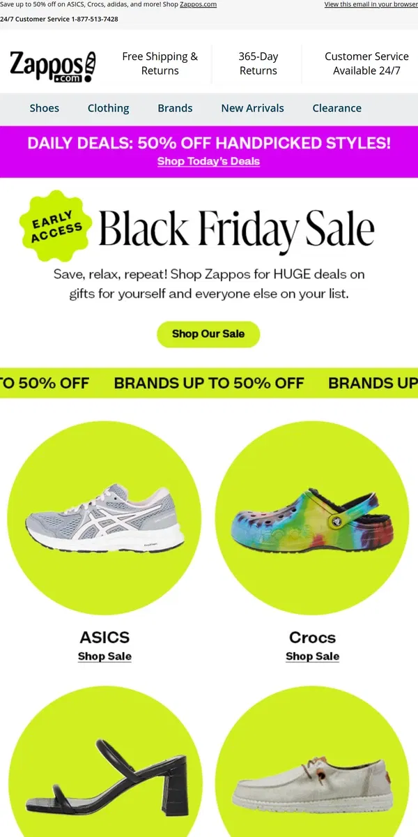 Email from Zappos. Black Friday Deals Are Here Early! 🎁🤑