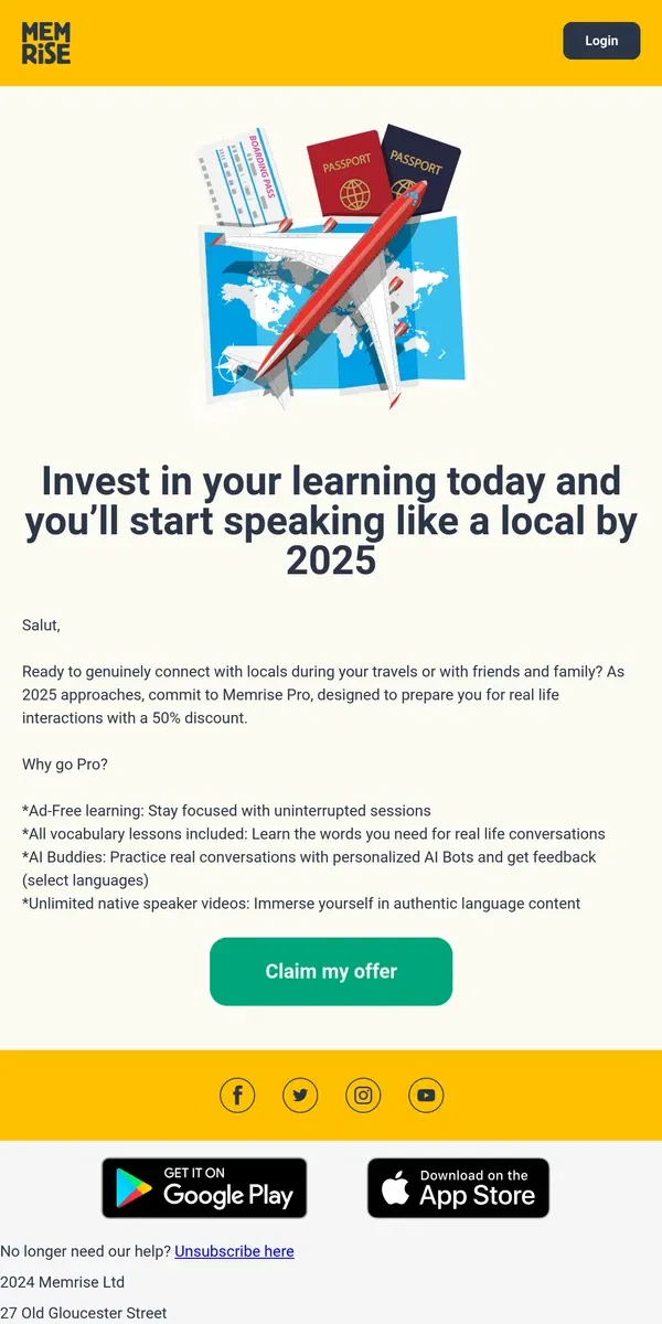 Email from Memrise. Last Chance to Prep for Holiday Conversations!