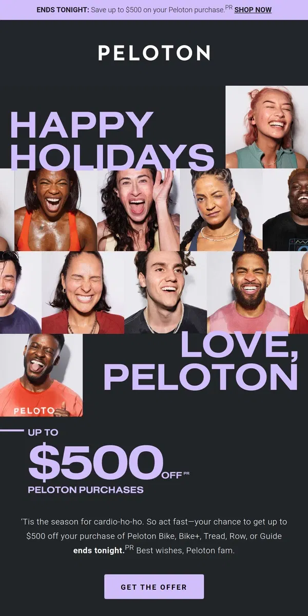 Email from Peloton. Let the holiday spirit move you