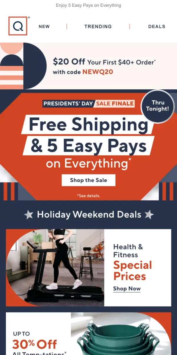 Email from QVC. Inside: Up to 40% Off & Free Shipping