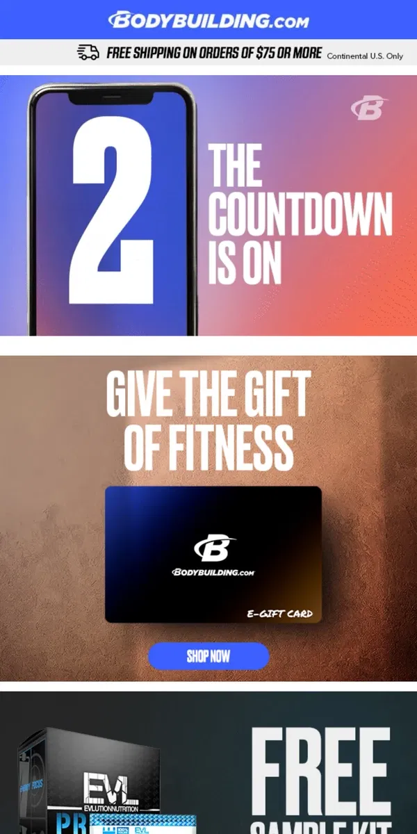 Email from Bodybuilding.com. 🔥 Fuel Their Fitness Journey – 10% Off Gift Cards!