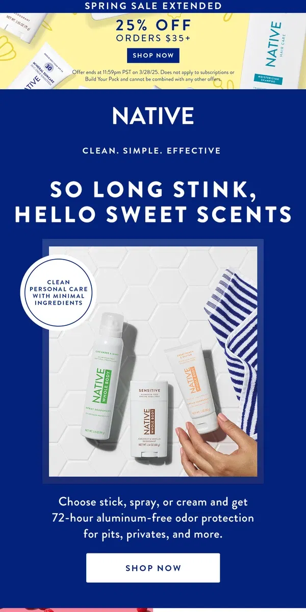 Email from Native Deodorant. Gentle AND effective?🤔It's Native!