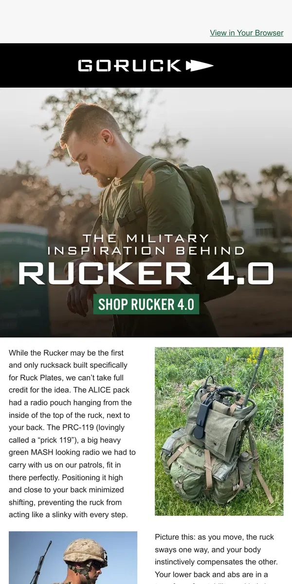 Email from GORUCK. Avoid the Slinky Syndrome