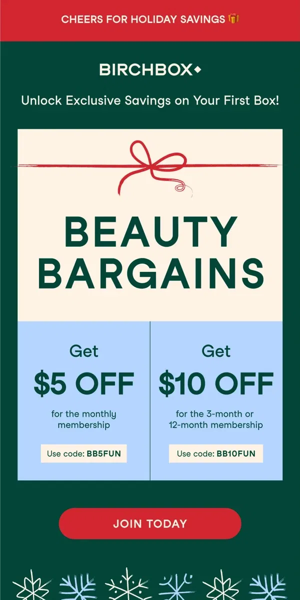 Email from Birchbox. Cheers for Beauty Bargains 💰