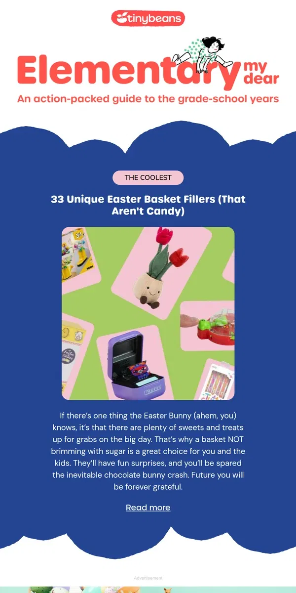 Email from Tinybeans. 33 Unique Easter Basket Stuffers (That Aren’t Candy)