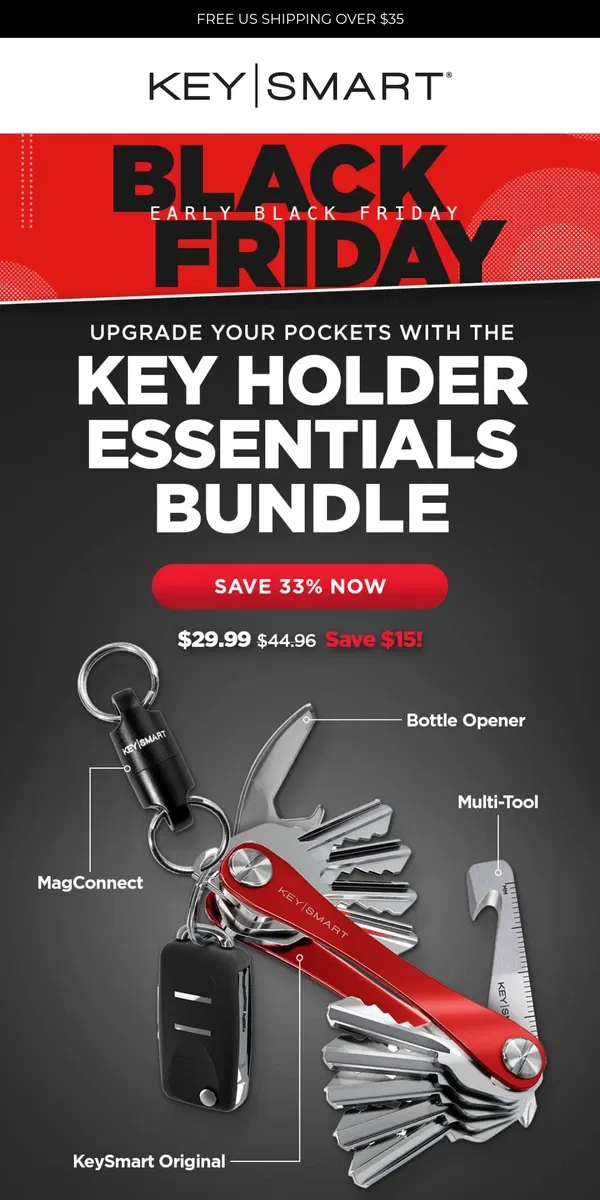 Email from KeySmart. Upgrade your pockets instantly 🔥