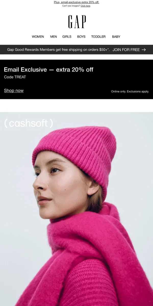 Email from GAP. CashSoft for everyone