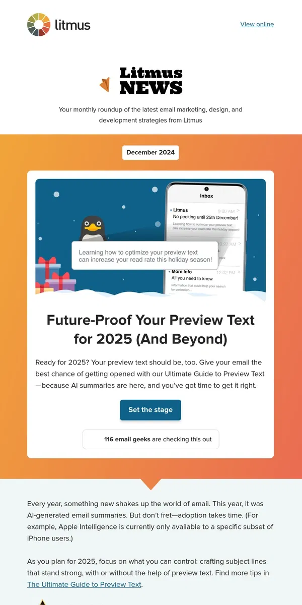 Email from Litmus. AI-generated email summaries have got nothing on you