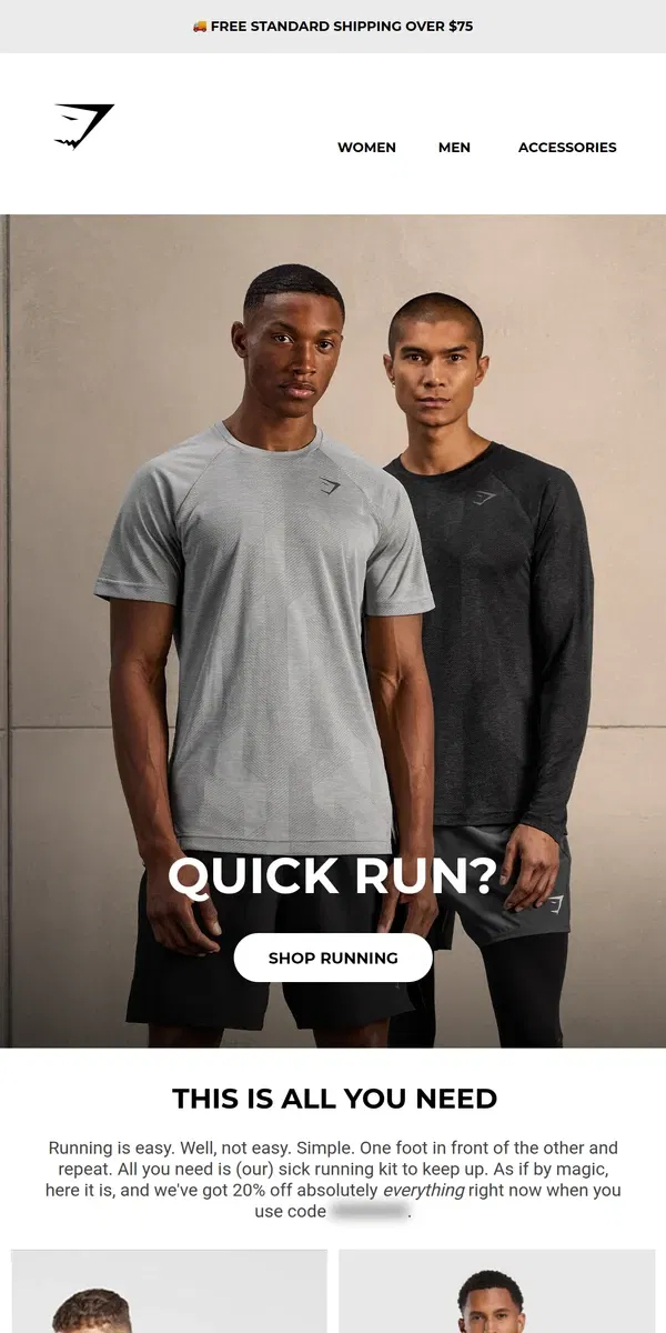 Email from Gymshark. Heading for a run?