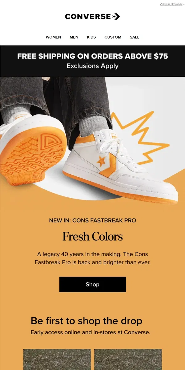 Email from Converse. 🔥 Just dropped: CONS Fastbreak Pro in new colors