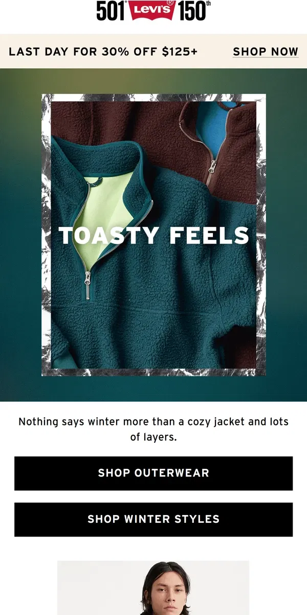 Email from Levi's. Don’t forget to bring a jacket