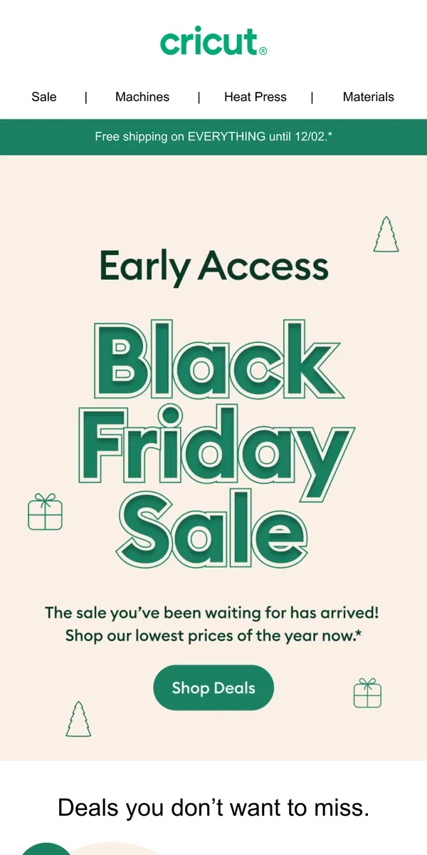 Email from Cricut. Psst, ...It's Black Friday on Cricut.com