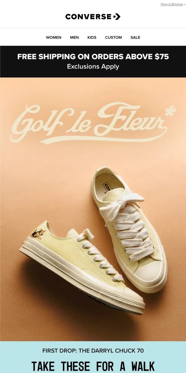 Email from Converse. Tyler, The Creator x Darryl