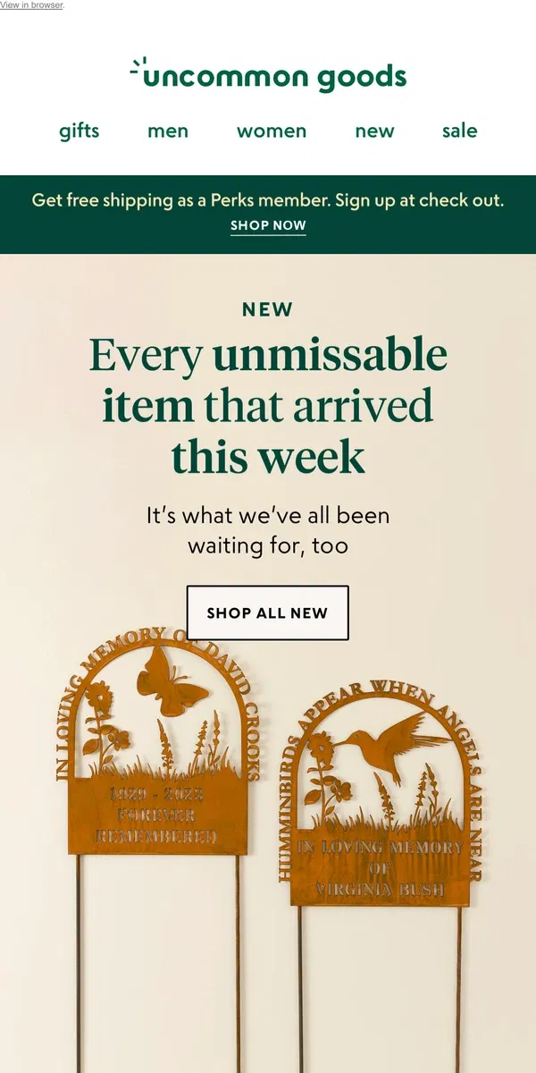 Email from Uncommon Goods. NEW: Every unmissable item that arrived this week